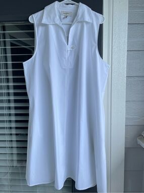 NWOT Banana Republic Sleeveless White Collared Swing Dress - White